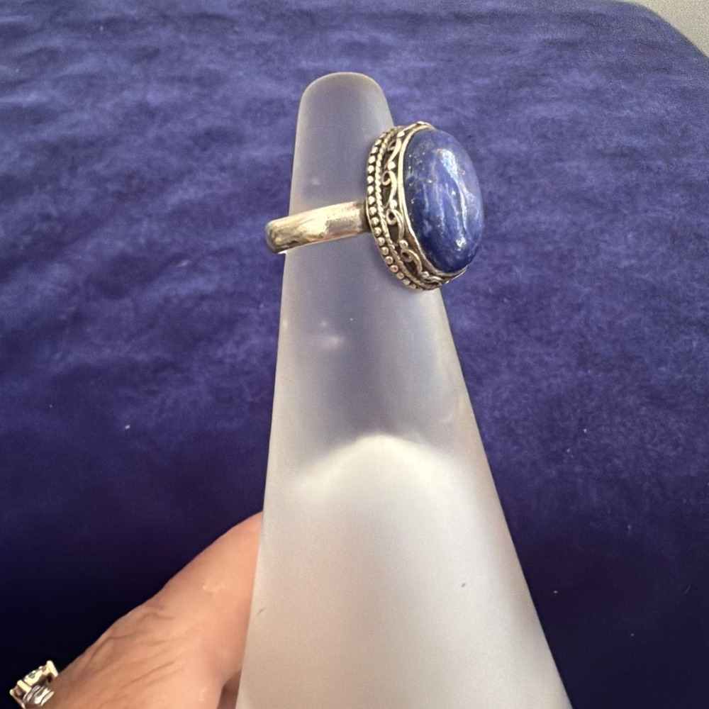 Vintage Lapis Lazuli Gemstone Handmade 925 Sterling Silver Ring